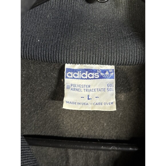 Vintage 80s Adidas Track Suit Jacket USA Made Full Zip Black/Red Hiphop Sz Large - Picture 4 of 8